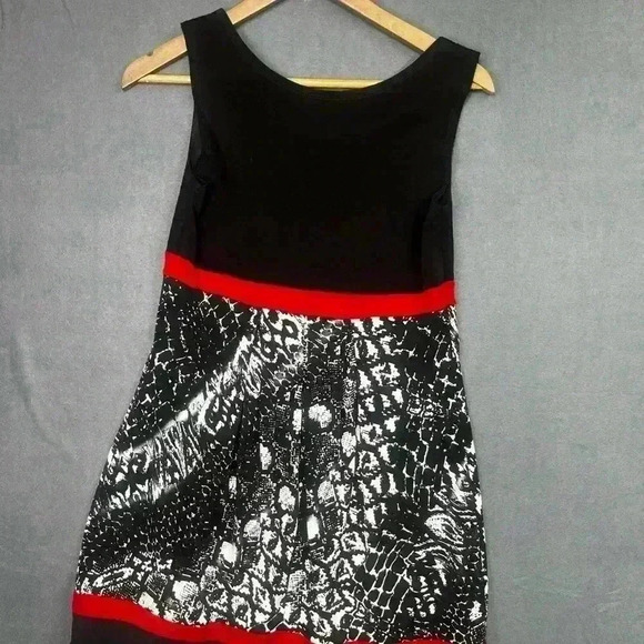 Enfocus Studio Cute black Print Dress Womens 8 lightweight stretch flowy 0521 - Picture 5 of 6